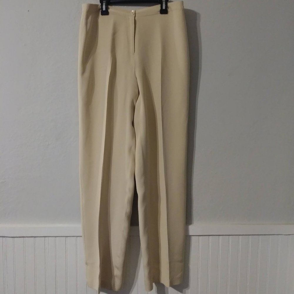 Bloomingdales 100% Silk Tan Pants Size 6